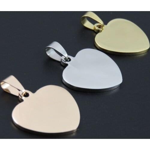 25mm Love Heart Dog tags,Stainless Steel Heart Dogtags,Gold/Rose Gold Color Women Necklace Pendant, Christmas Gift