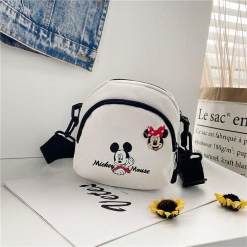 Disney cartoon Mickey mouse canvas small bag girl new ins Japanese diagonal wild student shoulder mobile phone bag
