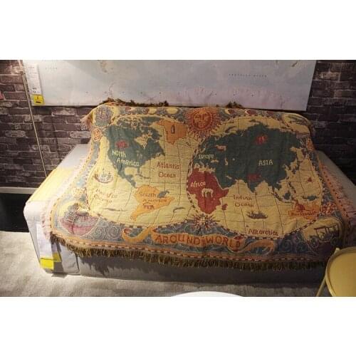 American rural style World map Sofa Throw Blanket Towel Decorative Slipcover Cobertor Tapestry Living Room Home Decor Blankets