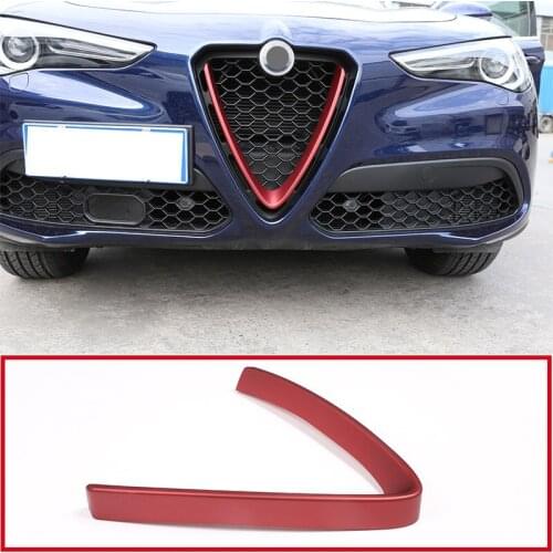 For Alfa Romeo Stelvio 2017 2018 Red ABS Plastic Front Grill Decoration Frame Trim Car Accessories
