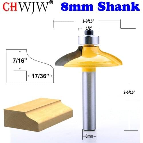 CHWJW 1PC 8mm Shank Ogee Euro Style Door Front Edging Router Bit Trimming Wood Milling Cutter for Woodwork Cutter Power Tools