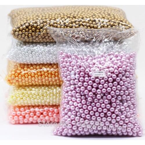 3/4/6/8mm Round color No Hole Acrylic Imitation pearls beads loose beads Decorations headwear shoes bags trim Diy Jewelry making