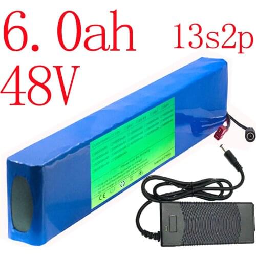 48V 6ah Lithium Battery For Electric Bicycle 18650 Pack 13S 2P 54.6V With 15A BMS Suitable For 250W 350W Small Motorcycle