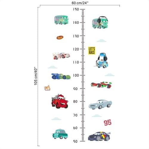 Disney Cartoon Car Lightning McQueen Wall Stickers Kids Room Accessories Height Measure Growth Chart Mural Decals Home Decor