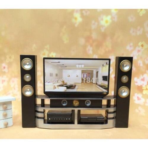 Girls plastic 2020 set Doll House Set Gift Box Furniture Accessories Toys Black Tv Theater Fashion Girls Plastic 2020