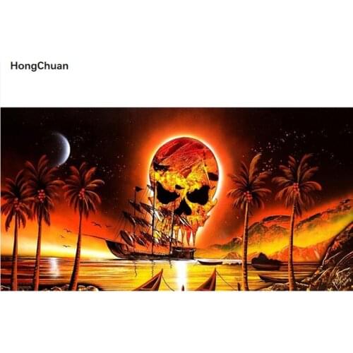 New DIY 5D Square/Round Diamond Embroidery Skull Scenery Mural Diamond Painting Cross Stitch Mosaic Home Decoration Gift