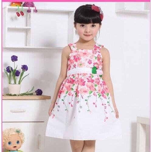 Girls' dresses new fashion summer baby dress baby girl clothes kids flowers cotton dress retail
