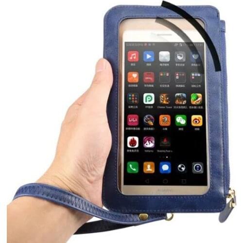 Crystal Touch Screen Cell Phone Case Pouch Shoulder Strap Hand Zipper Case For Sony Sony Xperia XA XP X Z5 Compact Z5 Premium