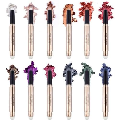 12 Color Eyeshadow Stick Eye Shadow Pencil Waterproof Glitter Metallic Eye Shadow Pencil Kit Long Lasting Shimmer Cosmetics