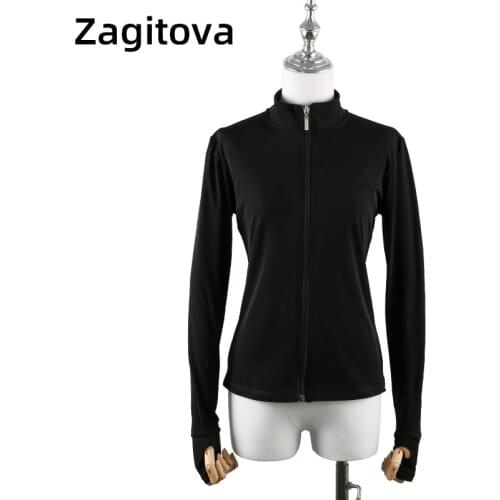 Figure Skating Training Outfit Custom Skating Jacket Children Adult Girls Performance Outfit Black Solid Color