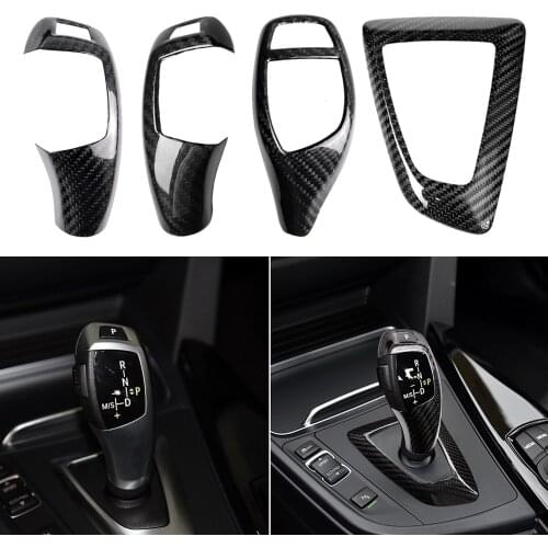Carbon Fiber Gear Shift Handle Sleeve Button Covers Stickers For BMW F20 F30 F32 F10 F25 F15 F16 Interior Accessories RHD LHD