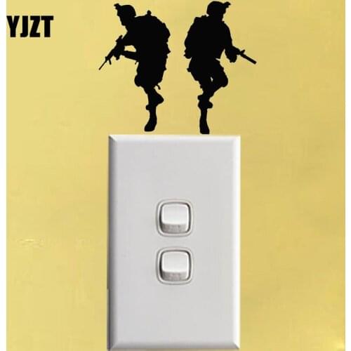 YJZT Soldiery Military War Weapon Army Vinyl Switch Stickers Wall Door Decals Black S18-0061