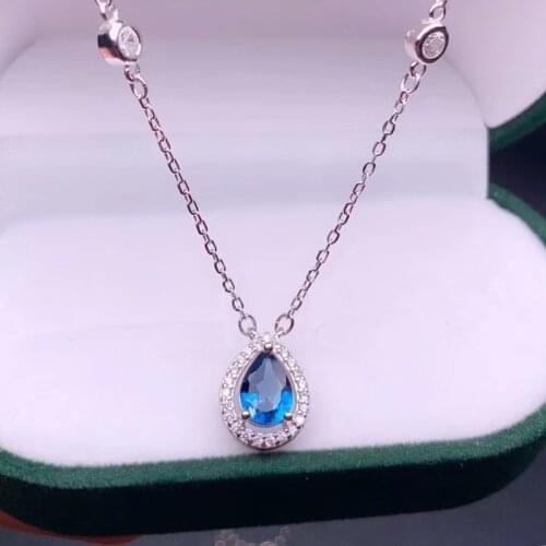 CoLife Jewelry Natural Topaz Pendant for Office Lady 5*7mm VVS Grade Topaz Silver Pendant 925 Silver Topaz Jewelry