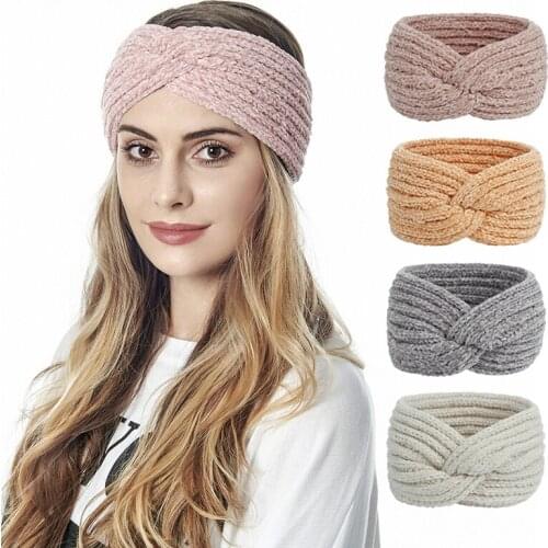 Winter Women Headbands Warm Elastic Wool Knitted Headband Headwrap Girls Elegant Turban Crochet Hairband Hair Accessories