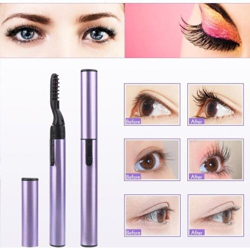 1PC Womens electric portable hot eyelash curler with eyelash brush shaped eyelash curler permanent makeup eyelash curler tool