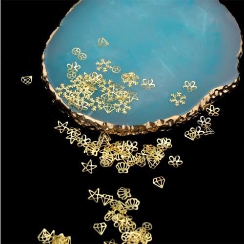 1Pcs Gold Glisten Nail Art Metal 3D Mix Frame Jewelry Fillings UV Resin Epoxy Mold Making Filling For DIY Jewelry Making Filler