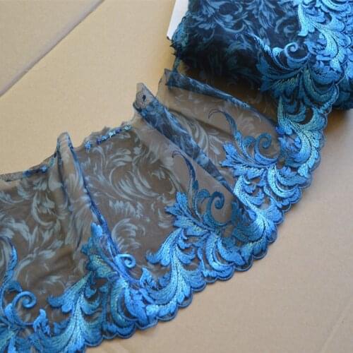 10Meters Embroidered Mesh Tulle Lace Trim Sapphire Embroidery Laces Fabric Ribbon for DIY Sewing Accessories 18cm Width