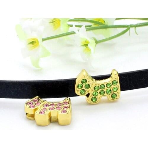 10pcs/lot Internal Dia 8mm Crystal Dog Slide Charm DIY Accessories fit 8mm wide belt pet collar