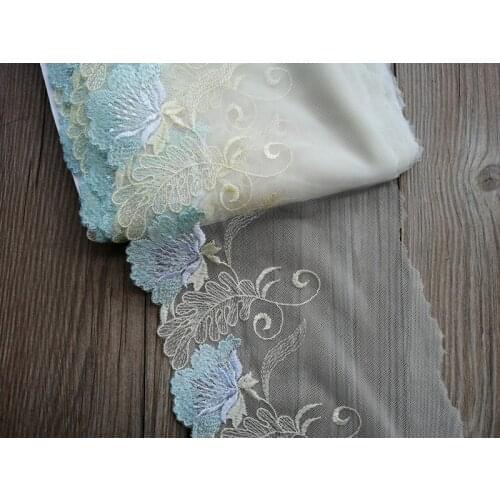 10Yards Exquisite Floral Yellow Green Embroidery Mesh Lace Trim Dress Skirt Accessories Trims for Dress Decoration