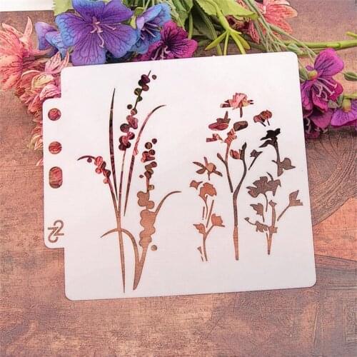14.1*13 flower seedling scrapbook stencils spray plastic mold shield DIY cake hollow Embellishment printing lace ruler Easter