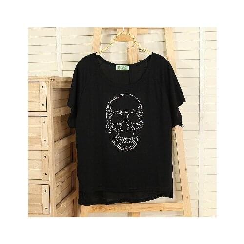 2pc/lot Skull head patches rhinestone transfers iron on rhinestone transfer designs hot fix rhinestone applique for shirt