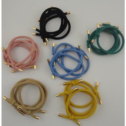 20PCS Golden ends Knotted 5mm twilled elastic hair bands Hair ties for fashion girls elasticity ponytail holders hair scrunches