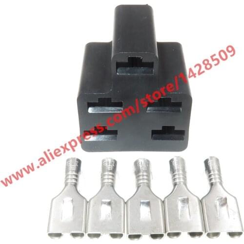 5 Sets 5 Pin Auto High Current Connector High Power Harness Plug 6.3mm Female Plugs