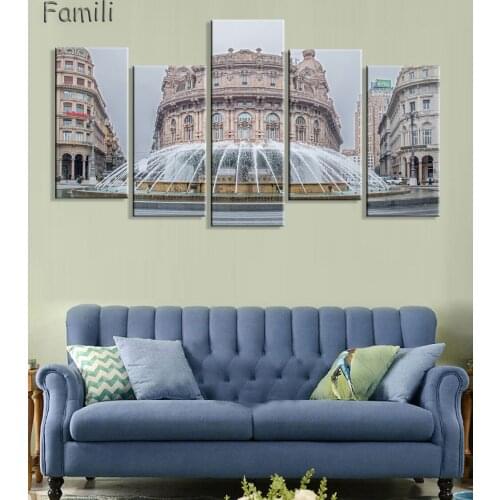 5PCS Home decor modern canvas painting Italy city pictures black and White yellow-taxi on wall Art Canvas Prints for living room