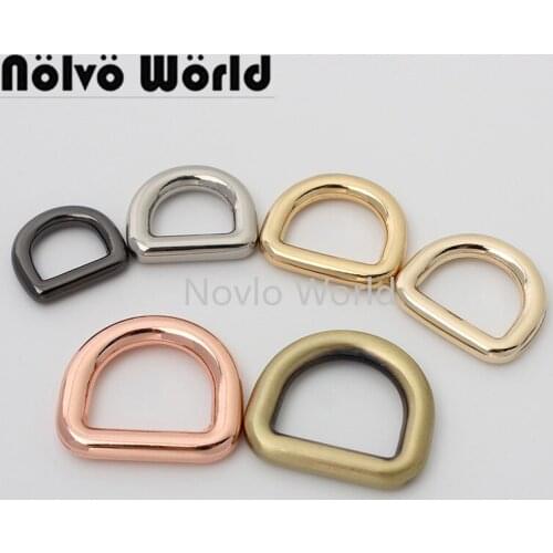 50 pieces 4 sizes 3.0 4.0mm wire 9-10-13-15mm rose gold round edge d ring metal for woman bag welded rings purse accessories