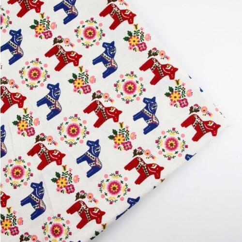 50cmx150cm Fashion Horse print Fabric linen cotton fabric cloth DIY table cloth collection plain curtain material