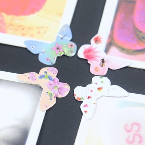 6 Sheets Photo Album Corner Stickers Cartoon Paper Butterfly Flowers Stickers DIY Personality Corner Stickers Korean Trend Line