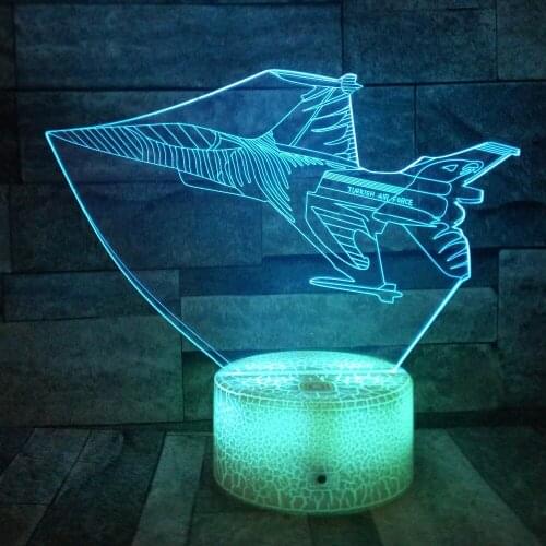 7 Color Airplane Acrylic LED 3D LED Night Lightt Lamp Aircraft Touch Table Lamp Bluetooth Speaker 3D Atmosphere Lamp Kids Gift