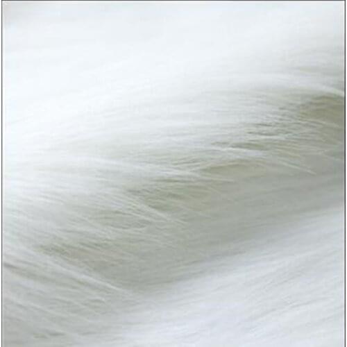 White shaggy faux fur 7cm long hair pile upholstery custom fabric 50cmx160cm