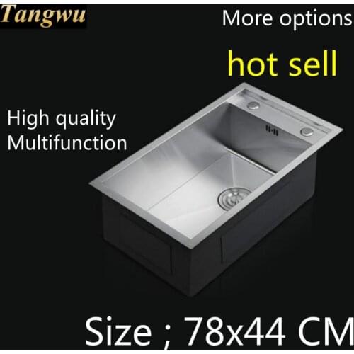Free shipping Apartment big kitchen manual sink single trough standard 304 stainless steel hot sell 780x440 MM