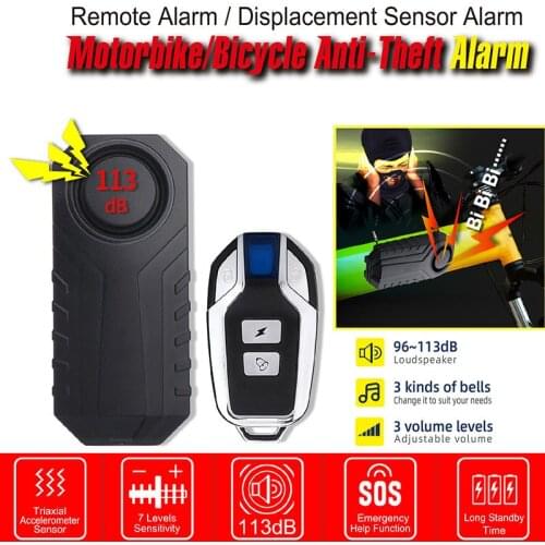 Security Wireless Alarm Anti-Theft Bike Motorcycle Electric Lost Remind Vibration Warning Alarm Sensor Bicycle Alarm with Remote