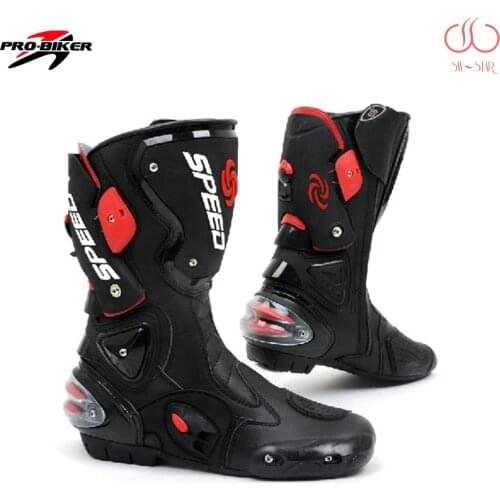 Professional Motocross boots Pro-Biker B1001 Speed Genuine Leather Motorcycle Racing Boots Motorbike Road Riding Shoes BPB01