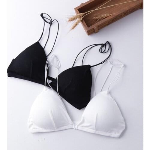Black/White Women Bra Sexy Padded Bras Thin Small Cup Wire Free Bra Lingerie Underwear