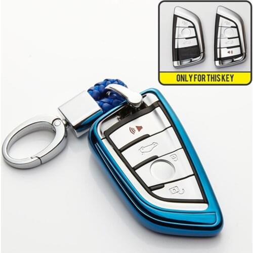 TPU Car Key Cover with PU Leather Car Key Holder For BMW X5 F15 X6 F16 G30 1 2 5 7 Series G11 X1 F48 F39 X3 X4 540 740 Accessori