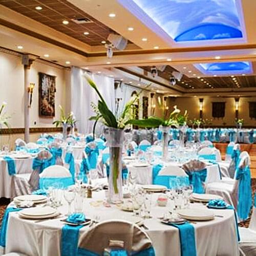 10 Blue Turquoise Satin Chair Cover Sash Bows 6" x 106" Banquet Wedding Decor