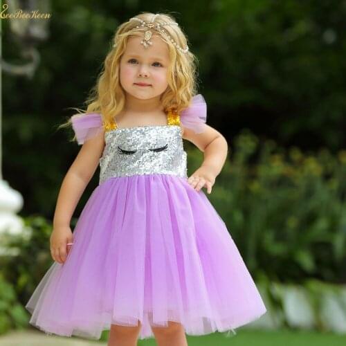 Baby Unicorn Party Sequin Dress Girls Unicorn Tutu Dress Halloween Cosplay Costume Wedding Dress For Kids Unicorn Princess Dress