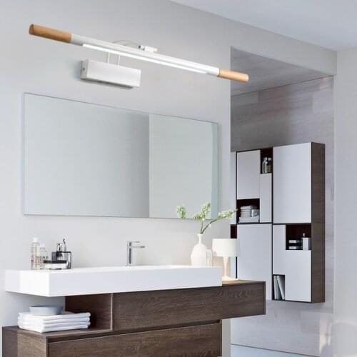 Nordic Long LED Tube Wall Light Washroom Mirror Wood Wall Tube Lamp Indoor Simplicity Bathroom Lighting Fixture