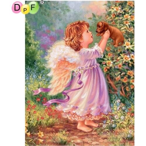 DPF DIY Little angel 5D wall painting diamond painting cross stitch diamond embroidery crafts diamond masaic square home decor