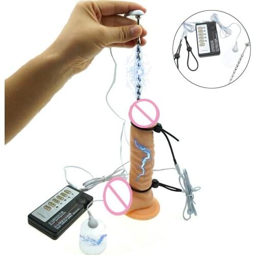 Electric Shock Pulse Climax Device Electro Shock Penis Plug Horse Eye Urethral Catheter Dilator Sound Cock Ring Sex Toys For Men