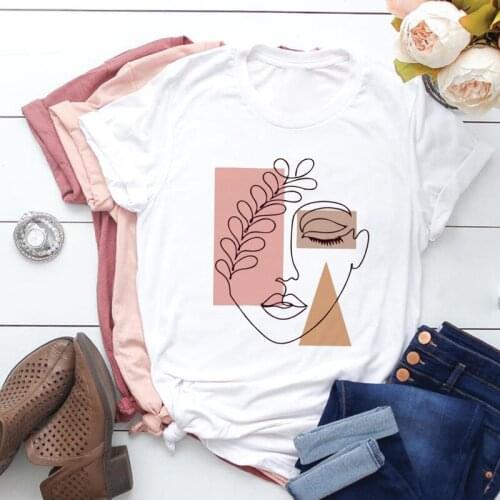 Beautiful Geometry Print T Shirt Women 90s Graphic T-shirts Harajuku Tops Tee Cute Short Sleeve Animal 2021 Casual Female Tshirt