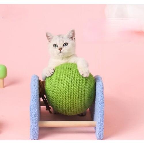 Chew Toy Rotating Sisal Rope Pet Cat Tree Toys with Ball Cat Scratching Post with Sisal Rope Climbing Frame Toy Trainning Device