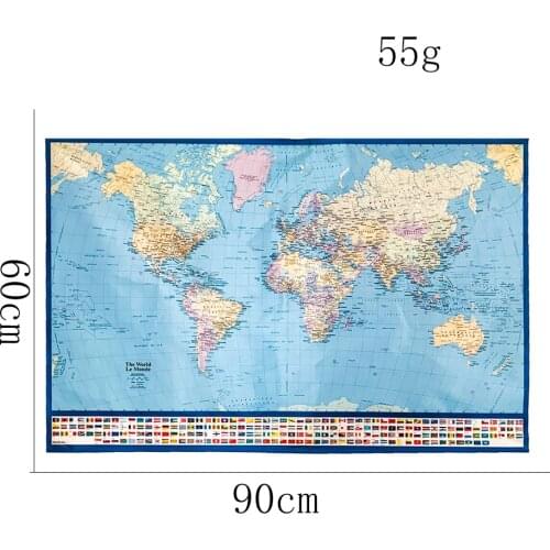 The World Map National Flags Geography Teach Tool HD Printed Non-woven Canvas Painting Wall Poster Living Room Wall Decor Poster
