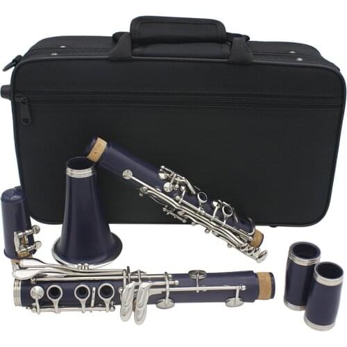 Clarinet ABS 17 Key bB Flat Soprano Binocular Clarinet with Cleaning Cloth Gloves 10 Reeds Screwdriver Case Woodwind Instrument