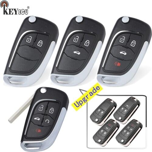 KEYECU for Chevrolet Cruze Camaro Equinox Malibu Modified Flip Folding Remote Key Shell Case Fob 4 Button HU100 Blade