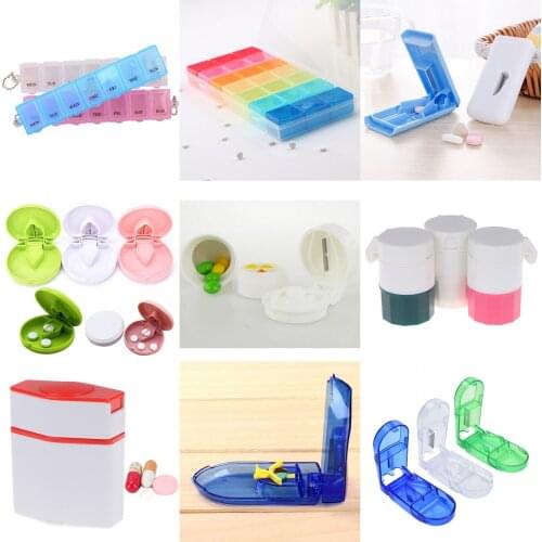 Weekly Pill Box Cutting Tablets Medication Pill Box Cutter Medicine Crusher Grinder Splitter Tablet Cutter Divider Storage Case