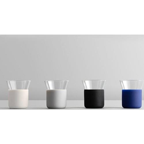 Creative minimalist couple coffee cup large diameter thin cup body design, high quality two espresso cups glass 60ml/2oz